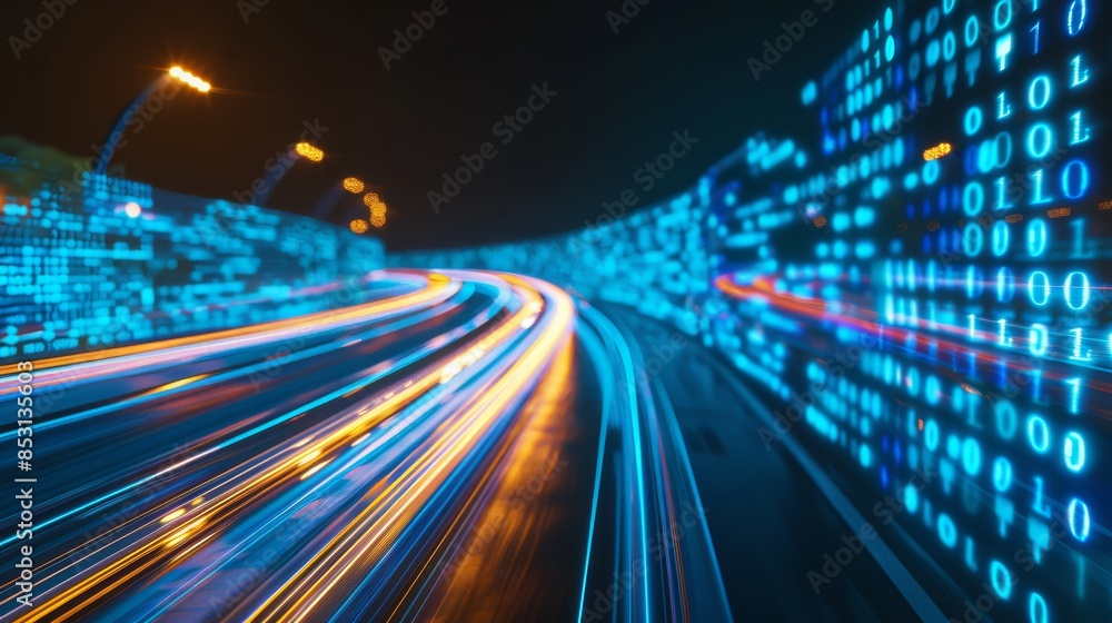 Abstract Blue Light Trails: Digital Technology blur Background Abstract Blue Light Trails: Digital Technology blur Background