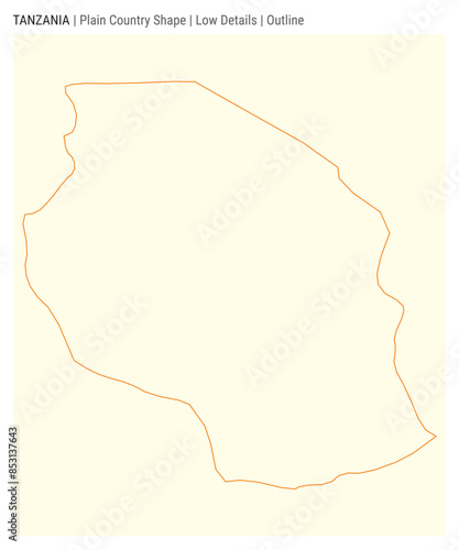 Tanzania plain country map. Low details. Outline style. Shape of Tanzania. Vector illustration.