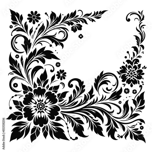 Floral Corner Border Design Vector On White Color Background.
