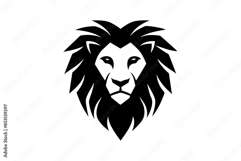 Fototapeta premium A Lion head logo, simple vector art. silhouette black