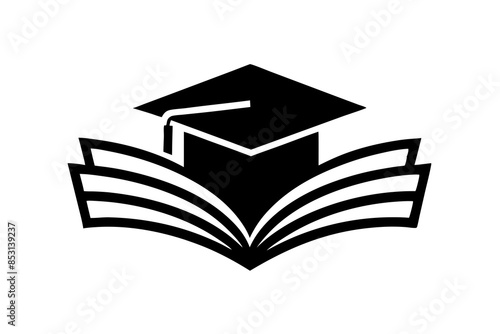 A Educational Logo vector art illustration with a book and Graduation cap icon 