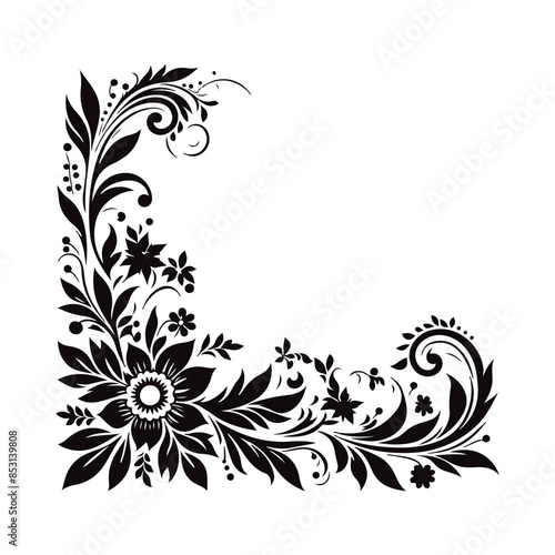 Floral Corner Border Design Vector On White Color Background.