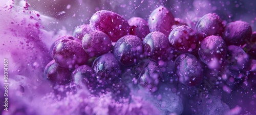 Vibrant purple grape slices: 3D color explosion on a blurry background