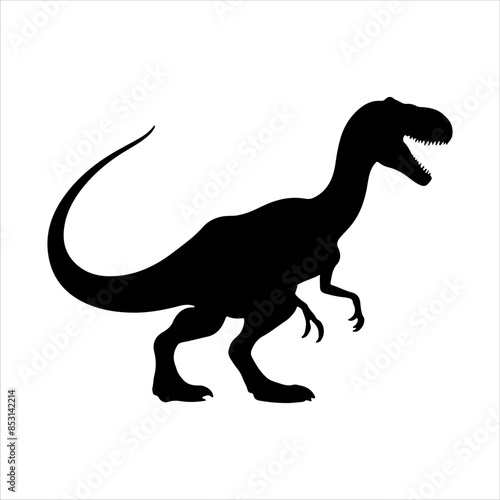 Single dinosaur silhouette isolated on white background. Dinosaur icon vector illustration design.