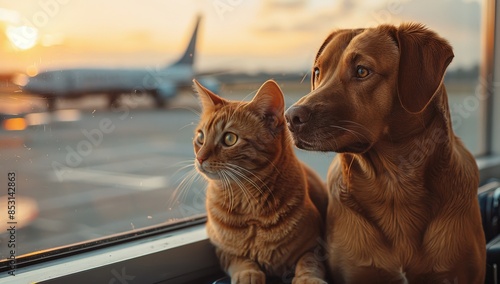 Pets at the airport waiting to embark on a plane