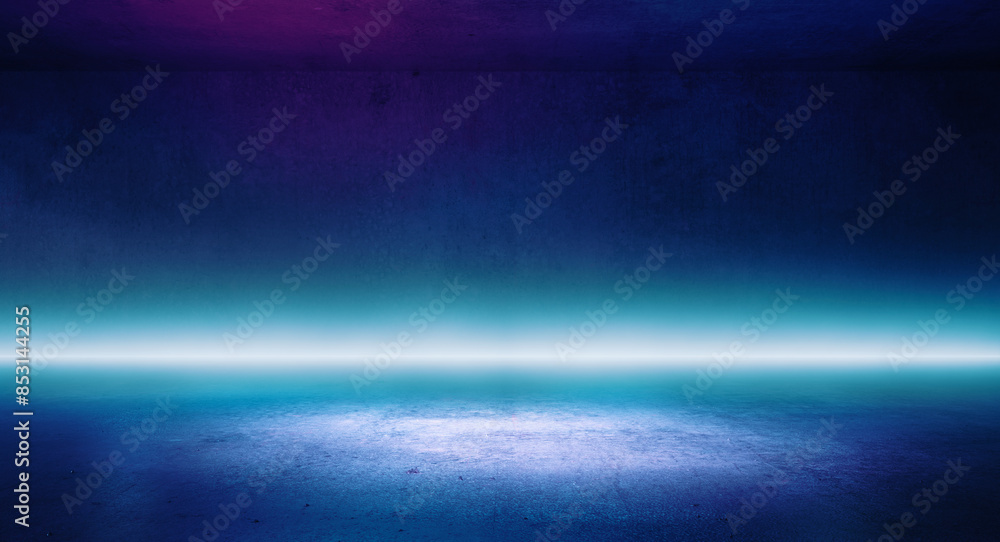 Obraz premium Empty digital abstract spotlight neon room template
