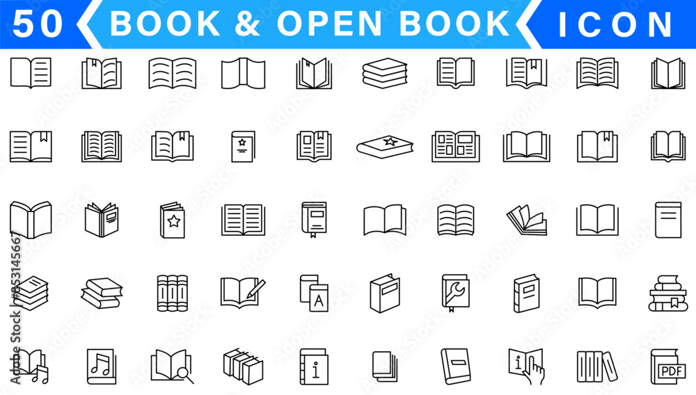 Book icon vector. open book icon set Book icon vector. open book icon set