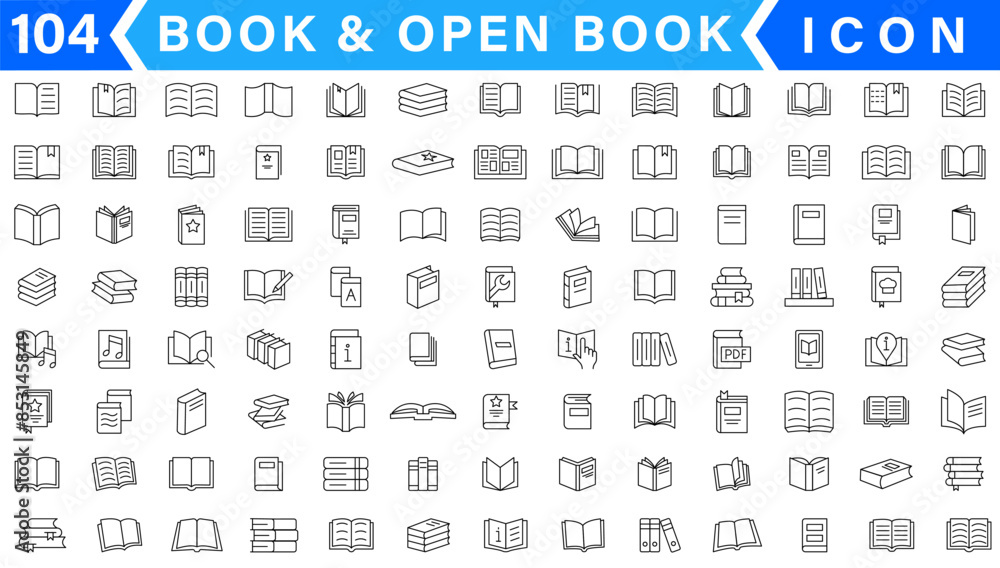 Book icon vector. open book icon set Book icon vector. open book icon set