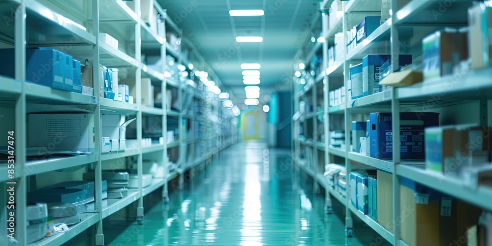 blurred photo of a shelf storage system in a hospital blurred photo of a shelf storage system in a hospital