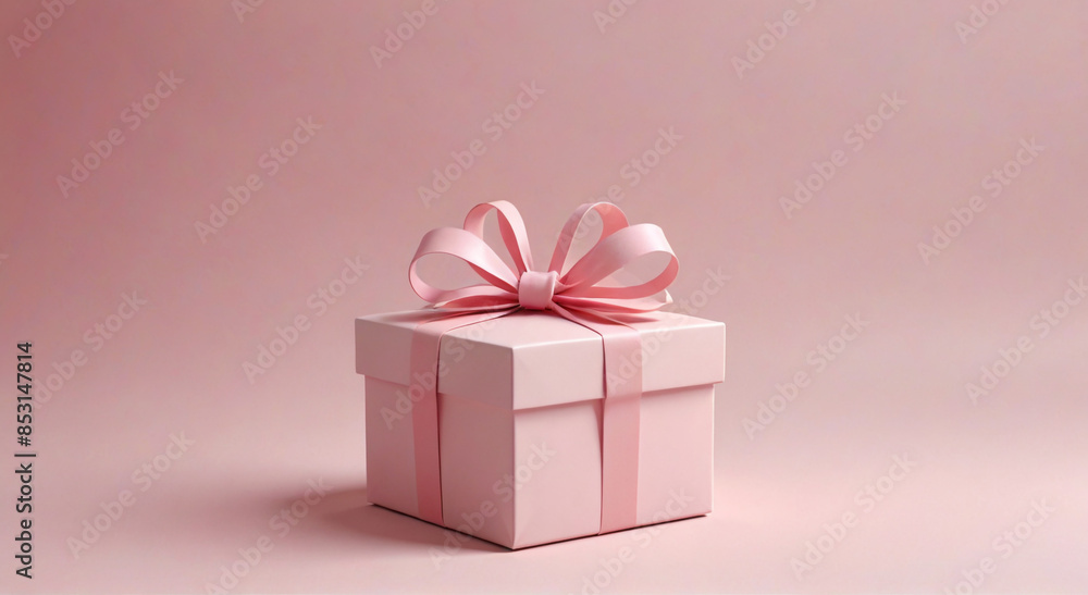 Obraz premium pink gift box with pink ribbon