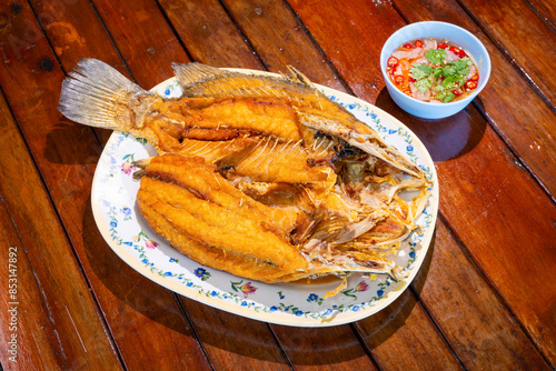 Thai food:Fried fish with fish sauce
