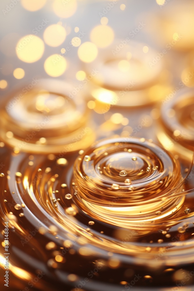 golden oil droplets floating in a pool of water golden oil droplets floating in a pool of water