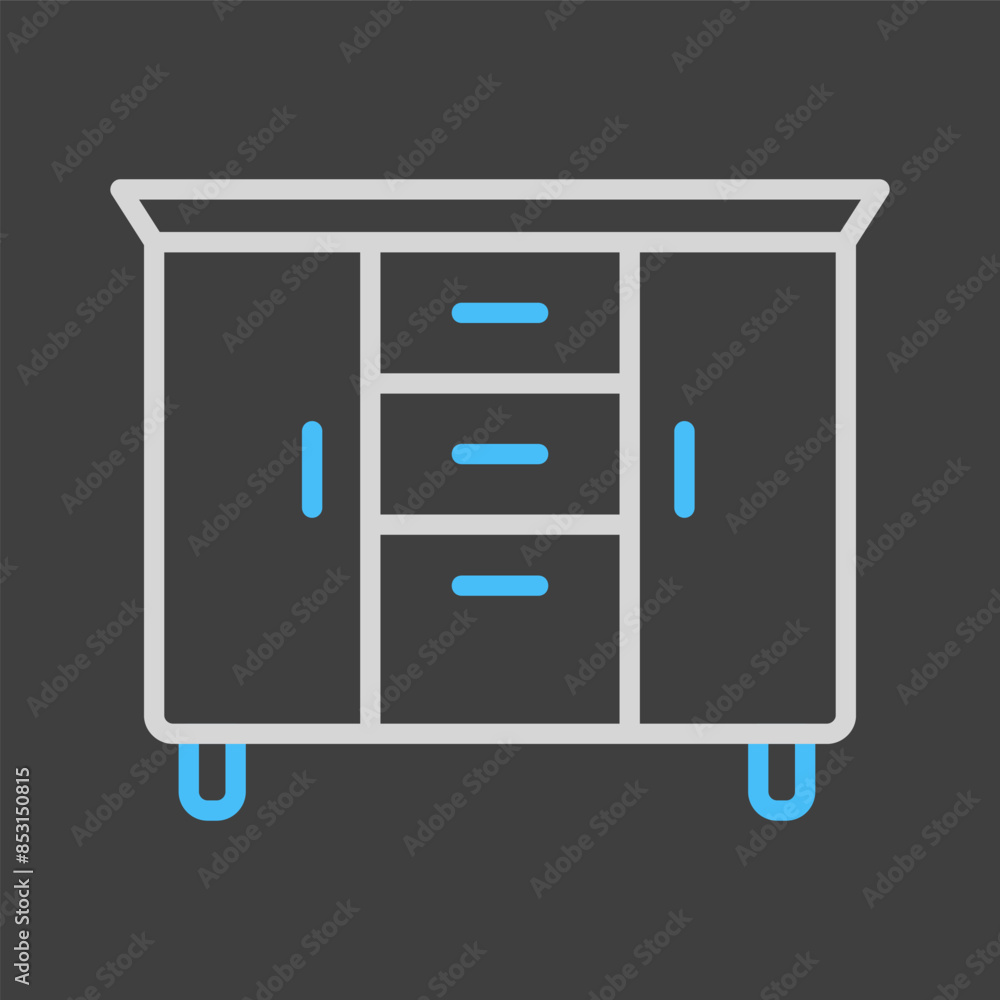 Bedside dresser vector icon. Chest of drawer sign Bedside dresser vector icon. Chest of drawer sign