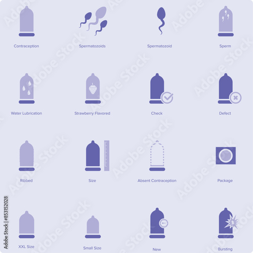 Condom icon set. Safe sex icon vector illustration	
