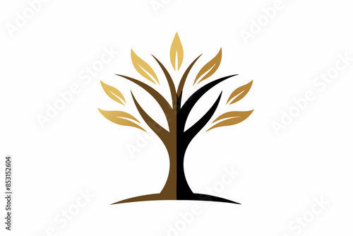 light golden tree logo vector art illustration icon logo 