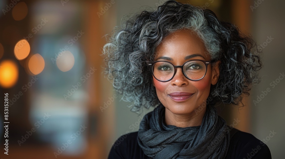 Woman in Glasses With Yellow Scarf Woman in Glasses With Yellow Scarf