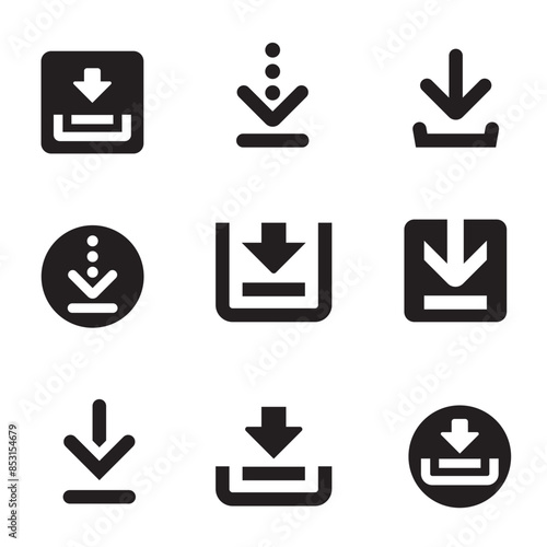 Set of download icons. Collection install symbol