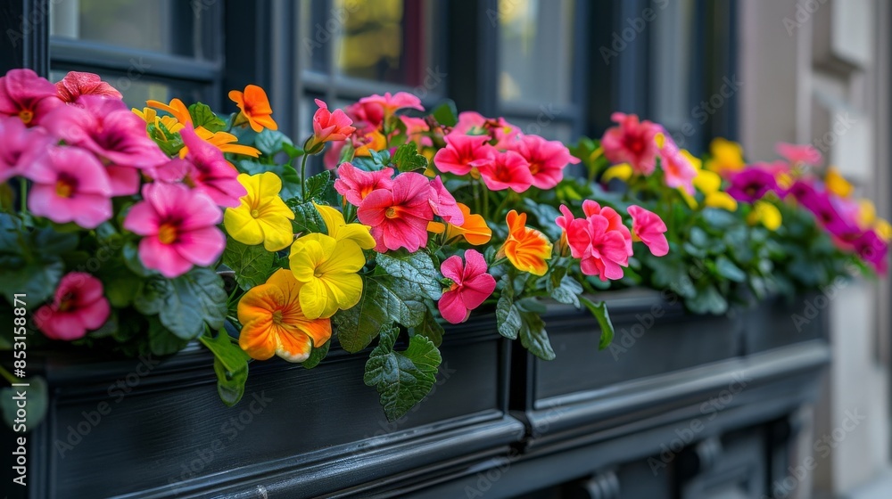 Fototapeta premium Colorful Flowers in Window Box