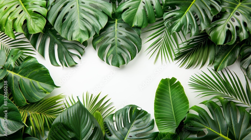 Jungle green leaves isolated on white Jungle green leaves isolated on white