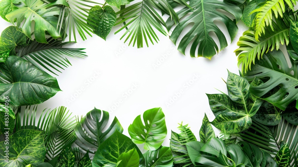 Jungle green leaves isolated on white Jungle green leaves isolated on white