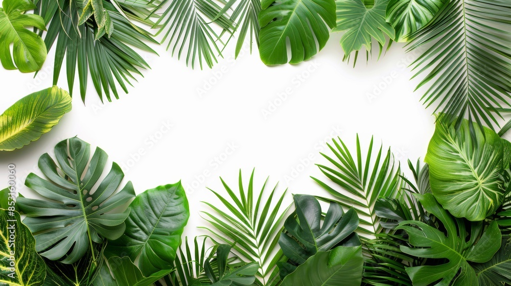Jungle green leaves isolated on white Jungle green leaves isolated on white