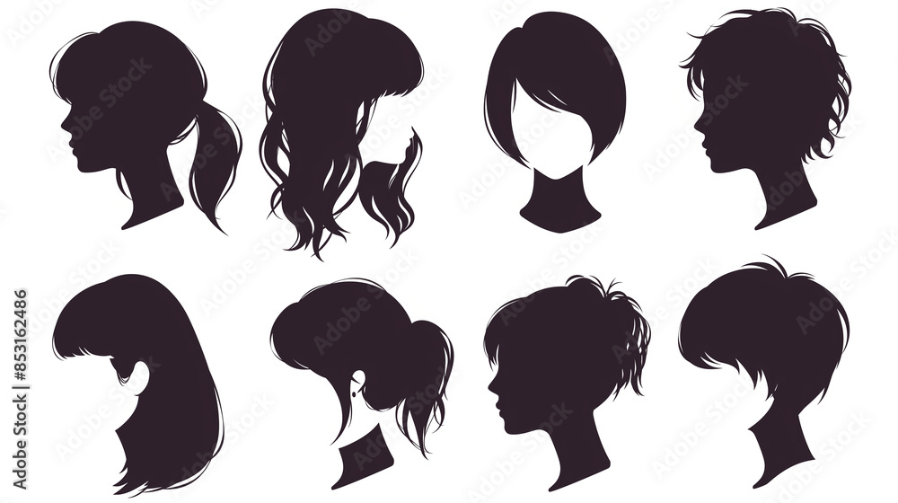 set of women haircut