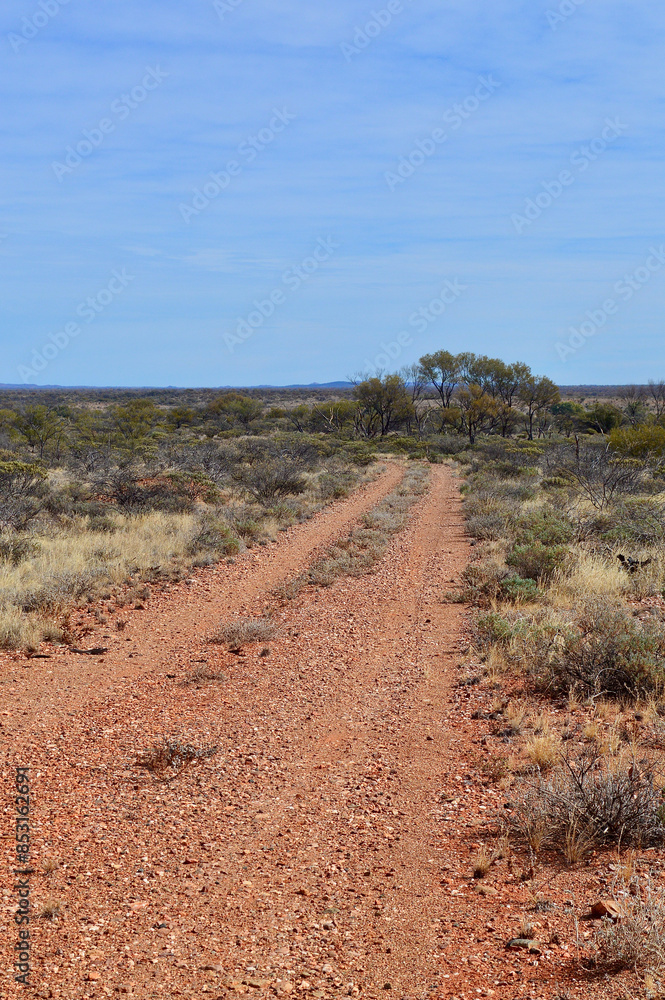 A view of a red dirt road in outback South Australia. A view of a red dirt road in outback South Australia.