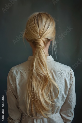 Woman With Long Hair in Front of Painting