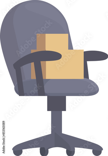 Empty office chair with cardboard boxes evoking the end of a job, either by moving or being fired