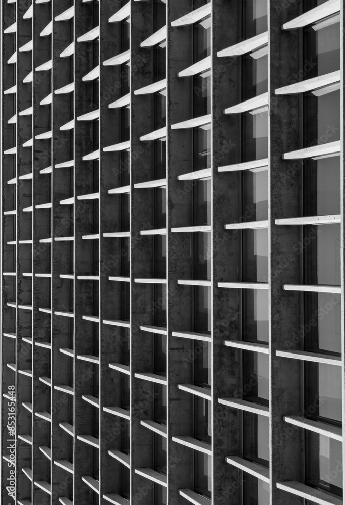 Black and White modern office building in the city Black and White modern office building in the city