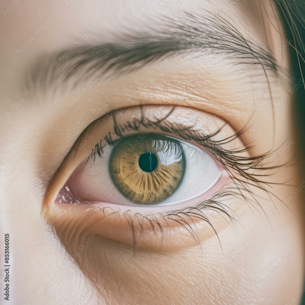 Fototapeta premium close up of a hazel human female left eyeball