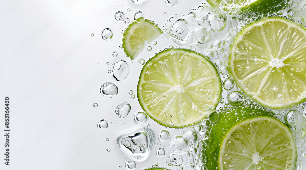 lime are in a water bubbles and are being splashed with bubbles lime are in a water bubbles and are being splashed with bubbles