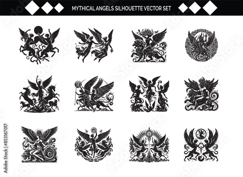 Mythical Angels Silhouette Vector Illustration  photo