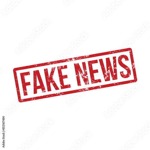 fake news - red rubber stamp - vector illustration
