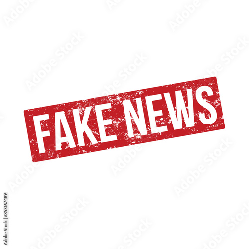 fake news - red rubber stamp - vector illustration