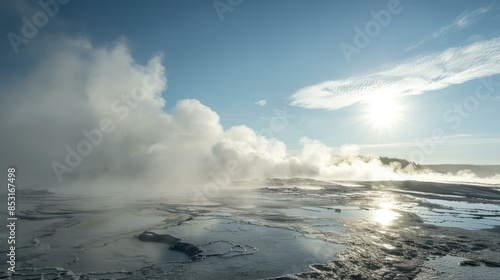 Ethereal Fog Rises Above Geyser Revealing Mystical Messages