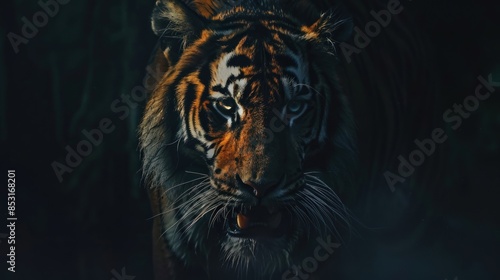 tiger on dark background.