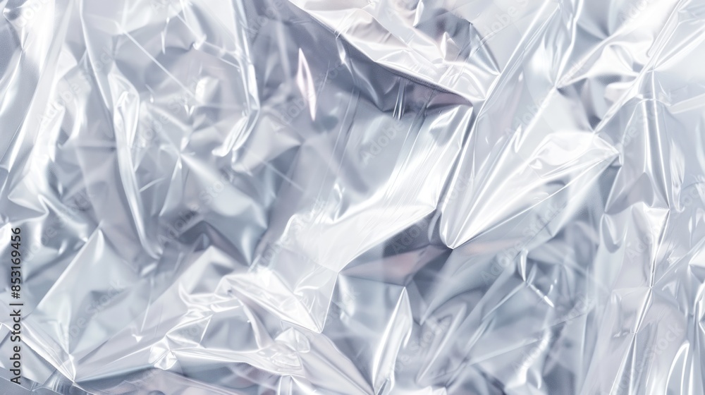 Obraz premium wavy crumpled transparent plastic, background texture