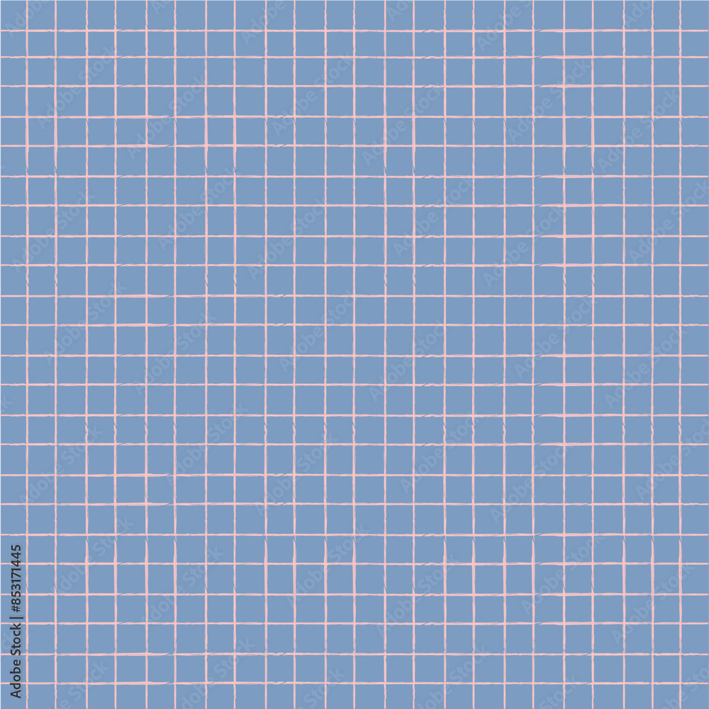 Vector hand drawn crayon checkered pattern. Grunge Doodle Plaid geometrical blue yellow pink white brush texture. pencil Crossing lines. Abstract pattern.