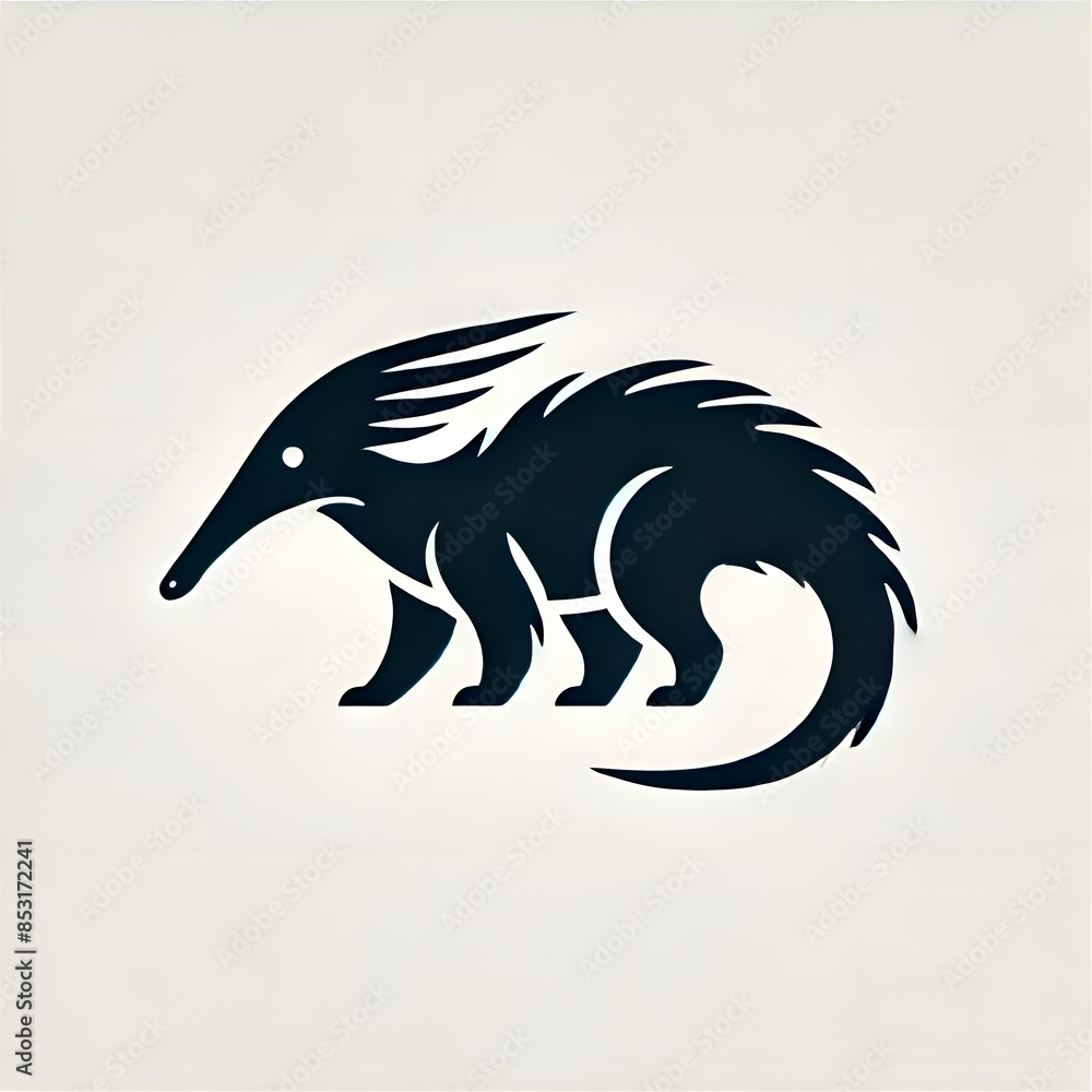 a minimalist silhouette of an anteater, rendered in a sleek, monochromatic style, isolated on solid background a minimalist silhouette of an anteater, rendered in a sleek, monochromatic style, isolated on solid background