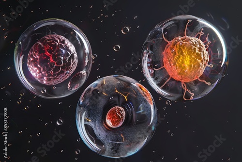 Different stages of cellular development visualized photo