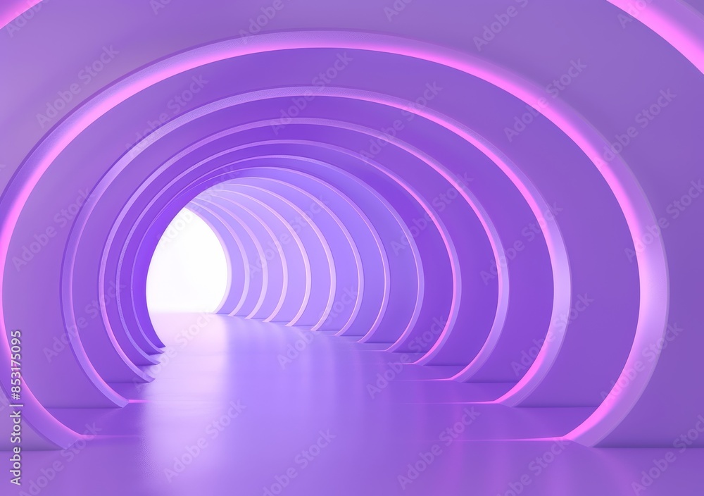 Obraz premium 3d render, purple curved tunnel background 
