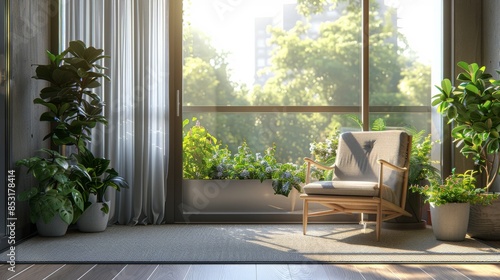 Chair on Wooden Floor Next to Green Wall