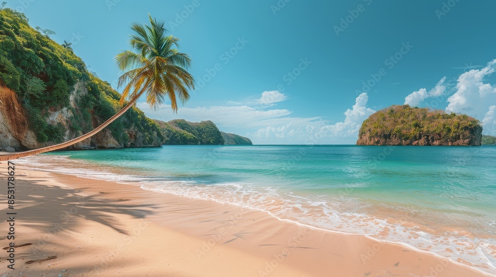 Palm Tree on Beach Painting Palm Tree on Beach Painting