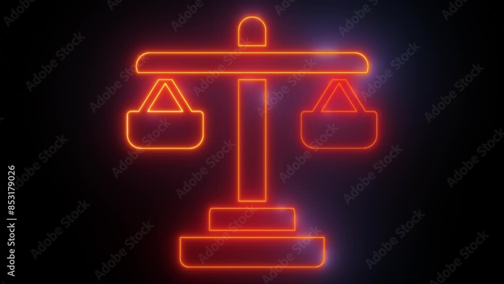 Neon Balance: Red Scales of Justice Video, Illuminate concepts of law and fairness with 'Neon Balance', a stock video of red neon scales against Neon Balance: Red Scales of Justice Video, Illuminate concepts of law and fairness with 'Neon Balance', a stock video of red neon scales against