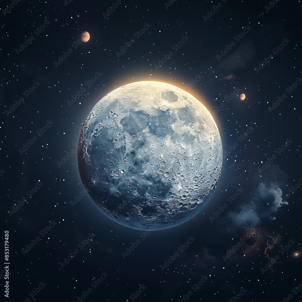 Naklejka premium 3D cartoon moon in space.