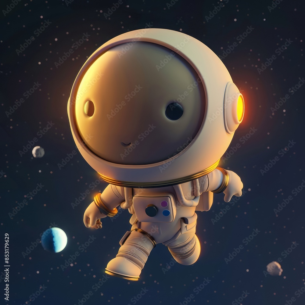 3D cartoon moon in space. 3D cartoon moon in space.
