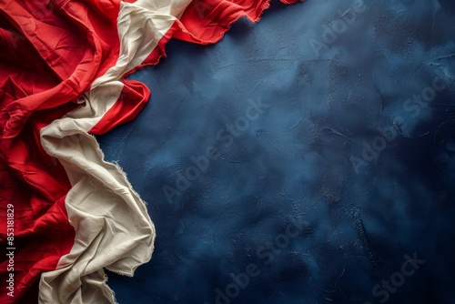 Close-Up of a Creased French Flag With Blue, White, and Red Stripes