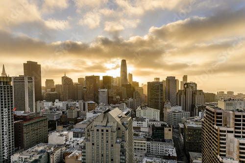 Sunrise of San Francisco, California with Orange Sky