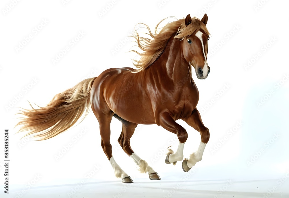 Naklejka premium Majestic Chestnut Horse with Flowing Mane and Tail